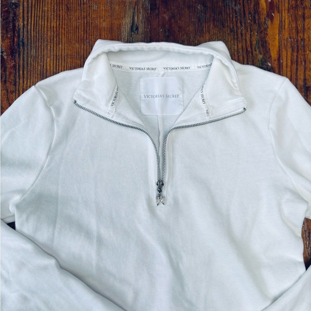 Victoria's Secret White Half-Zip Pullover